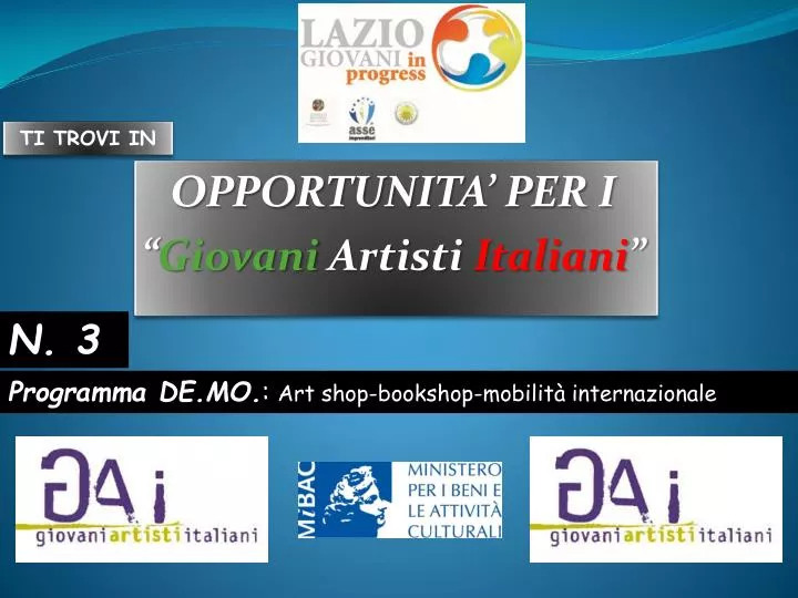 opportunita per i giovani artisti italiani