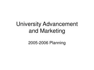 University Advancement and Marketing