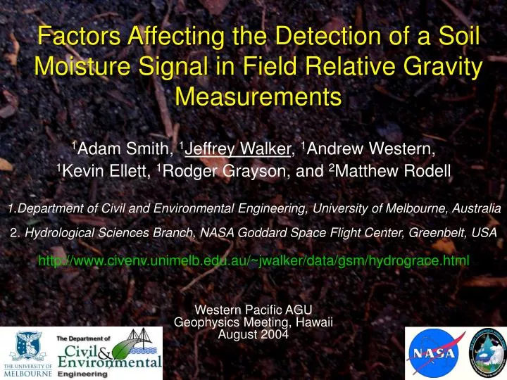 factors affecting the detection of a soil moisture signal in field relative gravity measurements