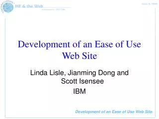 Development of an Ease of Use Web Site