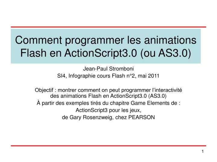 comment programmer les animations flash en actionscript3 0 ou as3 0