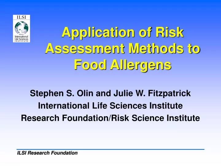 application of risk assessment methods to food allergens
