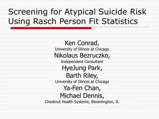 Screening for Atypical Suicide Risk Using Rasch Person Fit Statistics