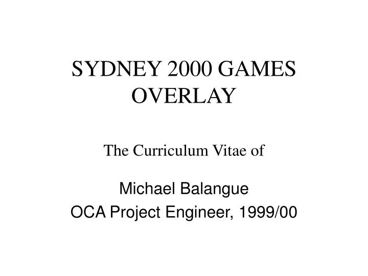 sydney 2000 games overlay