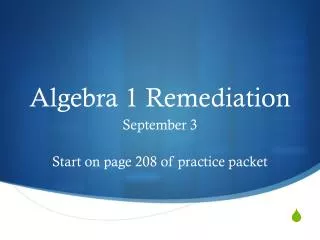 Algebra 1 Remediation