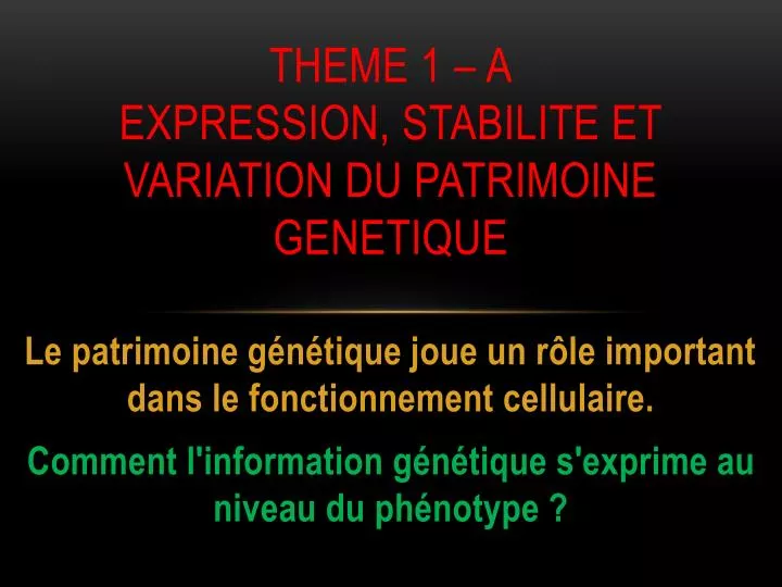theme 1 a expression stabilite et variation du patrimoine genetique