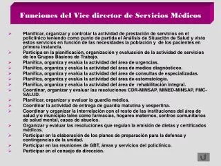 funciones del vice director de servicios m dicos