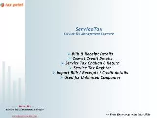 ServiceTax Service Tax Management Software
