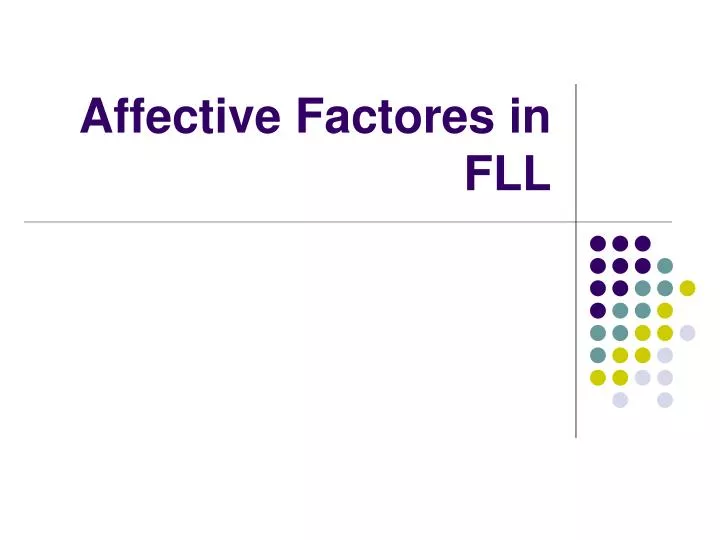 affective factores in fll
