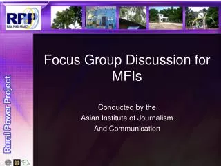 Focus Group Discussion for MFIs
