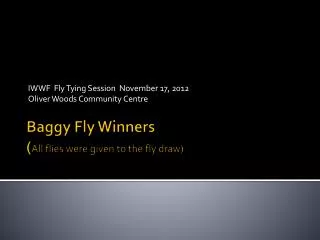 Baggy Fly Winners ( All flies were given to the fly draw)