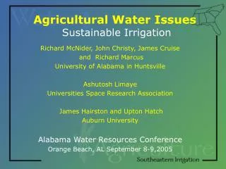 Agricultural Water Issues Sustainable Irrigation