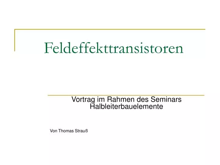 feldeffekttransistoren