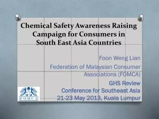 Chemical Safety Awareness Raising Campaign for Consumers in South East Asia Countries