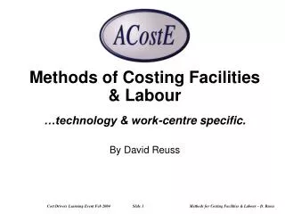 Methods of Costing Facilities &amp; Labour