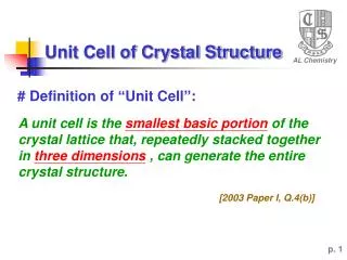 Unit Cell of Crystal Structure