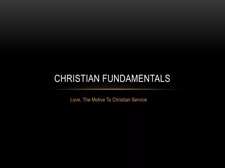 christian fundamentals