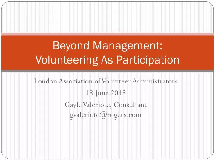 beyond management volunteering as participation