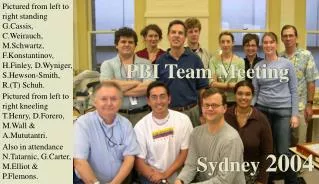 PBI Team Meeting 				Sydney 2004