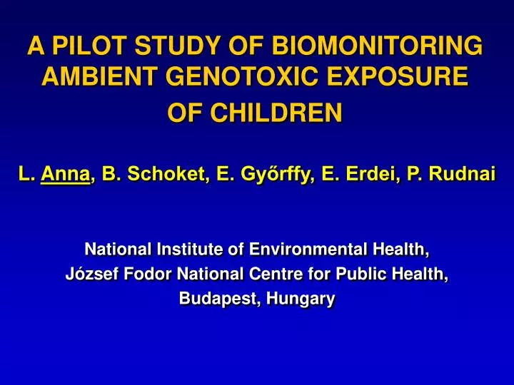 a pilot study of biomonitoring ambient genotoxic exposure of children