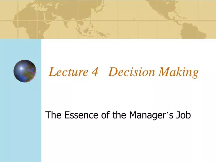 lecture 4 decision making