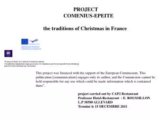 PROJECT COMENIUS-EPEITE the traditions of Christmas in France