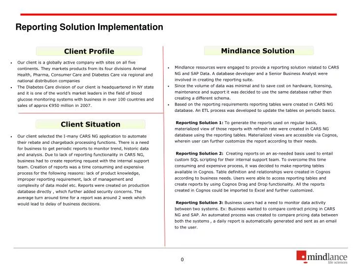 reporting solution implementation