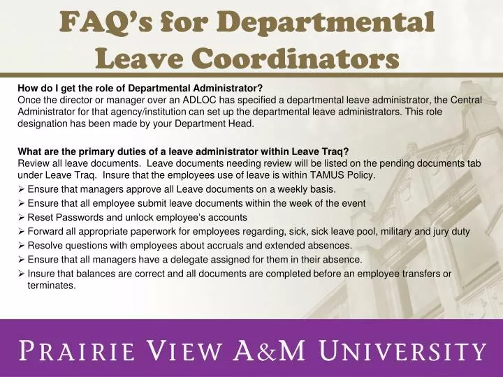 faq s for departmental leave coordinators