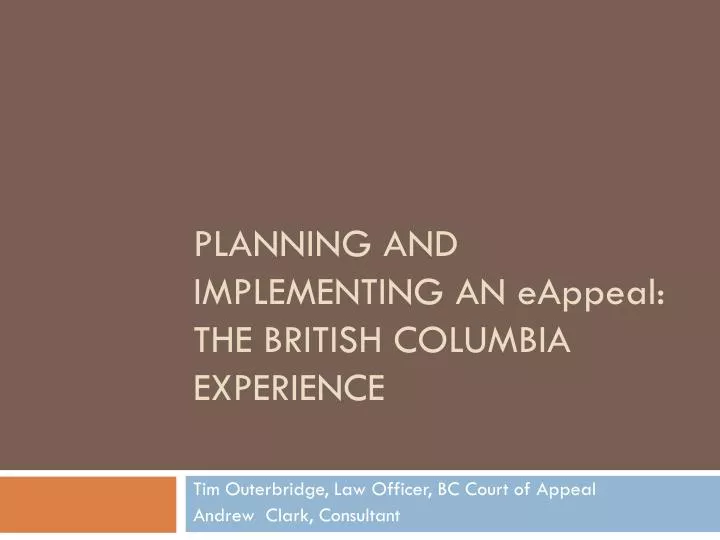 planning and implementing an eappeal the british columbia experience