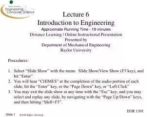 Lecture 6 Introduction to Engineering Approximate Running Time - 19 minutes
