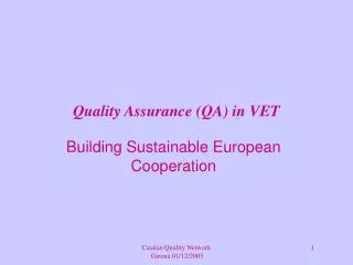 Quality Assurance (QA) in VET