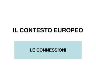 il contesto europeo