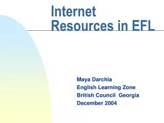 Internet Resources in EFL