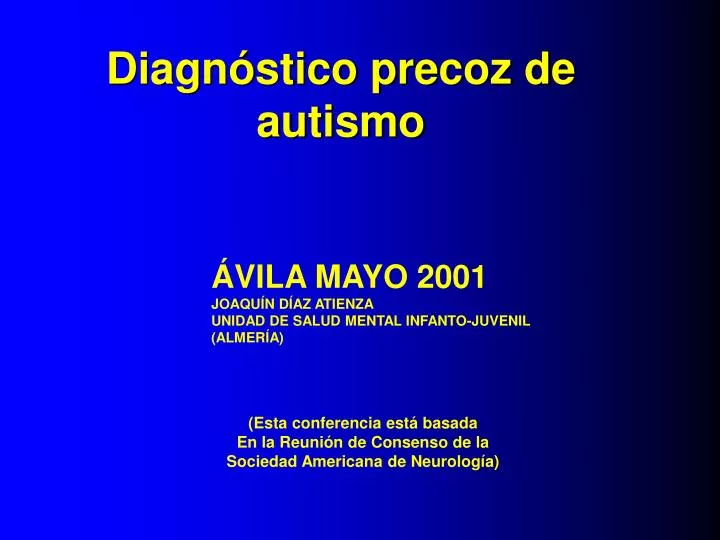 diagn stico precoz de autismo