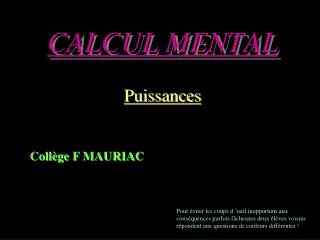 calcul mental