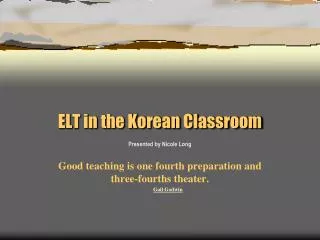 ELT in the Korean Classroom