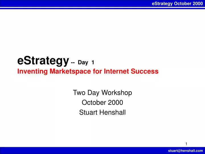 estrategy day 1 inventing marketspace for internet success