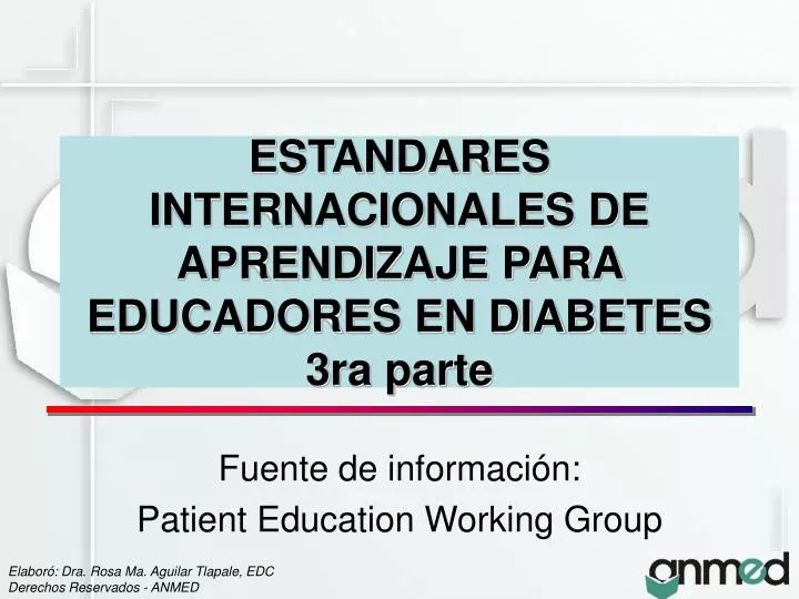 estandares internacionales de aprendizaje para educadores en diabetes 3ra parte