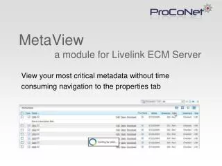 MetaView a module for Livelink ECM Server
