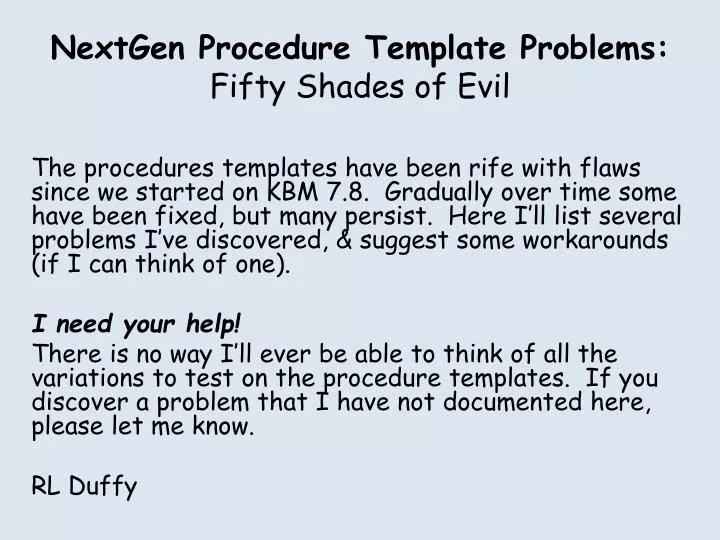 nextgen procedure template problems fifty shades of evil