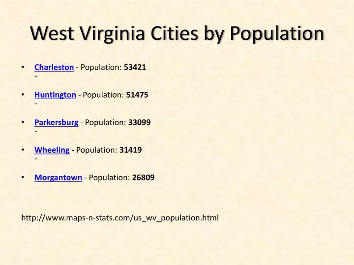 west virginia cities by population