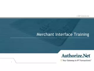 Merchant Interface Training