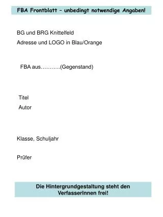 BG und BRG Knittelfeld Adresse und LOGO in Blau/Orange