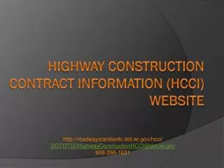 Highway Construction Contract Information (HCCI) Website