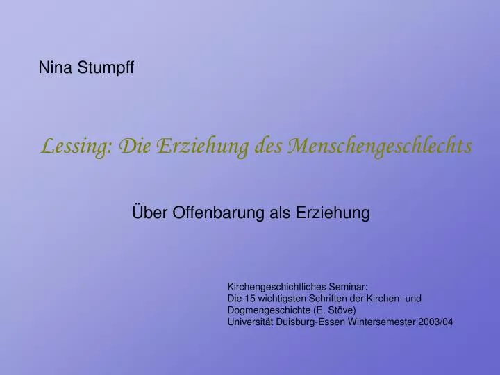 lessing die erziehung des menschengeschlechts