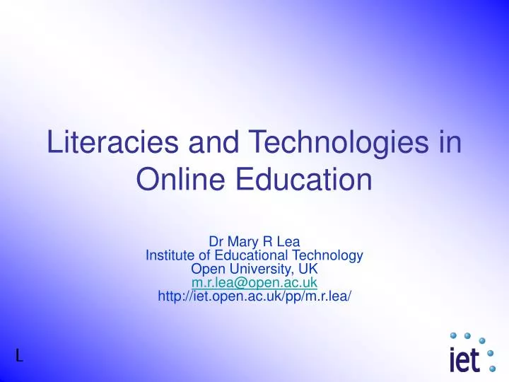 literacies and technologies in online education