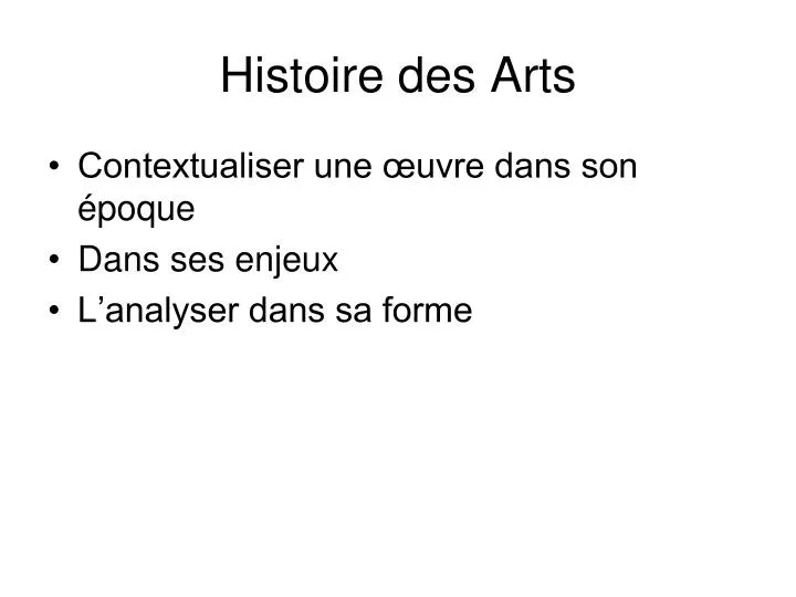 histoire des arts