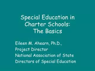 Special Education in Charter Schools: The Basics