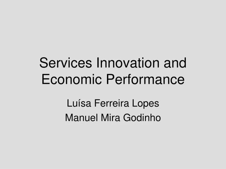 services innovation and economic performance