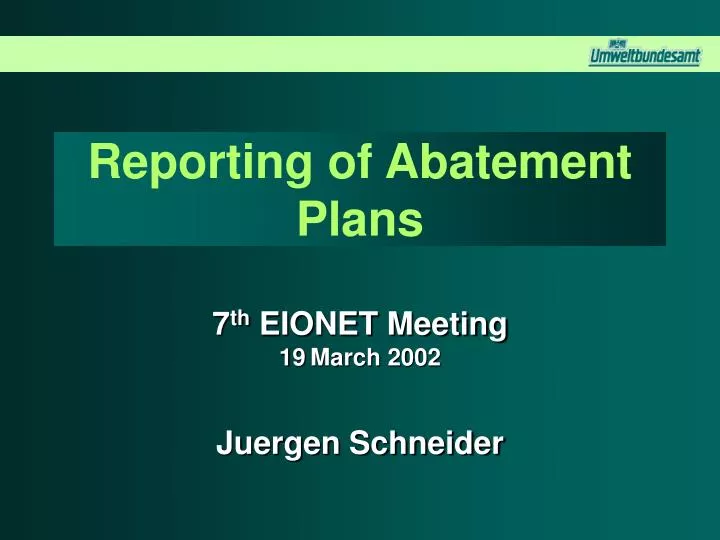 reporting of abatement plans